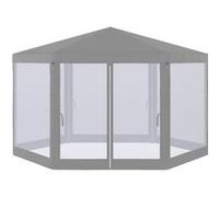 Outsunny Tonnelle Barnum Tente de réception hexagonale style cosy métal polyester 10 m² gris