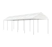 Tonnelle blanche avec toit, 11,15 x 2,28 x 2,69 m, polyéthylène résistant aux UV, cadre en acier robuste, tente d'extérieur spacieuse pour jardin, terrasse, célébrations