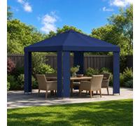Tonnelle bleue de 3 x 3 m avec toit en polyester et cadre en acier pour | Toit en polyester 190 g/m², cadre en acier stable, montage facile, imperméable, design urbain