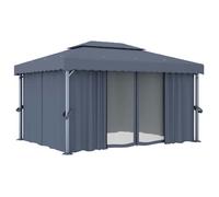 Tonnelle/Chapiteau de jardin UU - avec rideau 4x3 m - Anthracite Aluminium SMGCC180521