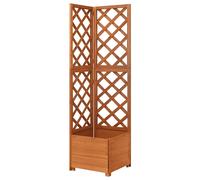vidaXL Jardinière d'angle en treillis Bois de sapin – Bac à fleurs 40x40x150 cm Gris