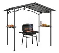 Outsunny Abri barbecue Steakhouse 2 – Toit polycarbonate noir – Structure alu noir