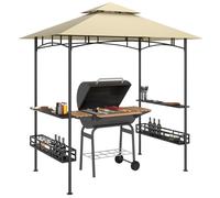 Outsunny Tonnelle de barbecue – crochet plafond, étagères & paniers, galvanisé 240x150x257cm beige