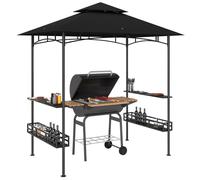 Tonnelle de barbecue - Outsunny - crochet au plafond - étagères et paniers - métal galvanisé 240 x 150 x 257 cm - gris foncé