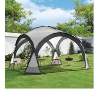 Tonnelle de camping Grästorp avec guirlande à 96 LED 345 x 345 x 247 cm gris foncé