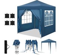Tonnelle de Jardin 2x2m - Sacs de Sable - WOLTU Pergola - Barnum Pliante - Hauteur Réglable, Imperméable, Protection de UV - Bleu