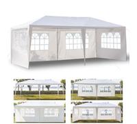 Tonnelle de jardin 3 m x 6 m avec 4 Parois - En acier toile polyester - Blanc