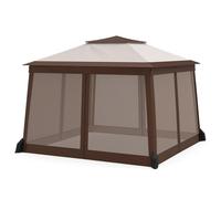 Tonnelle de Jardin 3 x 3 M GIANTEX Tente de Réception avec Hauteur Réglable 4 Parois en Maille Sac à Roulettes Anti-UV/vent