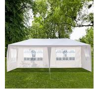 Tonnelle de jardin 3 x 6 m Réception Pavillon Aluminium,avec 6 Parois Latérales Blanc