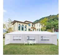 Tonnelle de jardin 3 x 9 m Réception Pavillon Aluminium Pliable ,avec 8 Parois Latérales Blanc