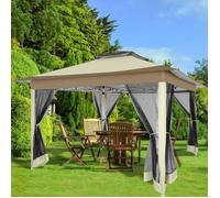 Tonnelle de jardin 3x3 étanche, stable et résistant à l'hiver -3,65 x 3,65 m- Imperméable, Anti-UV -kaki