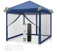 Tonnelle de Jardin 3x3m Pavillon de jardin pliable installation facile POP UP avec portes et fenêtres - Imperméable et anti-UV,Bleu