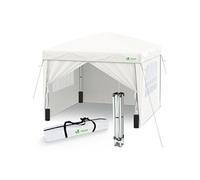 Tonnelle de Jardin 3x3m Pliable avec portes et fenêtres Blanc