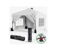 Tonnelle de Jardin 3x3m POP UP installation facile avec portes et fenetres Blanc