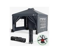 Tonnelle de Jardin 3x3m POP UP installation facile avec portes et fenetres Gris