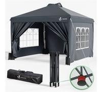 Tonnelle de Jardin 3x3m POP UP installation facile avec portes et fenetres Gris gris