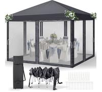 Tonnelle de Jardin 3x3m ，Tonnelle Pliante avec moustiquaire pour Patio Jardin，Barnum Pliant d'extérieur