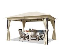 Tonnelle de Jardin 3x4 m pavillon, bâche de Toit env. 180g/m² Tente de Jardin avec 4 bâches de côté Champagne Tente de réception