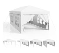 Tonnelle de Jardin 3x6, Pergola-PE Imperméable avec 4 Parois Latérales, Chapiteau UV 50+, Tente de Fête-Plage-Camping-Marché-Reception, Auvent Cadres en Acier, Sac de Transport, Blanc