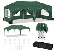 Tonnelle de Jardin 3x6m - Sacs de Sable - WOLTU Pergola - Barnum Pliante - Hauteur Réglable, Imperméable, Protection de UV - Vert