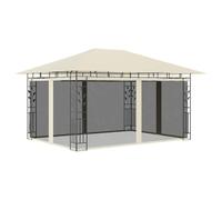 Tonnelle de Jardin, 4x3x2.73 m avec Moustiquaire, Toit Ouvrant, Structure Acier Renforcé, Abri de Jardin et Pergola Jardin Exterieur, pour Terrasse et Extérieur, Couleur Crème