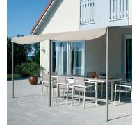 Tonnelle de jardin adossée Pergola 4 x 3 m toile taupe - NICE - Robuste et résistant - Acier - 400x300x245 cm