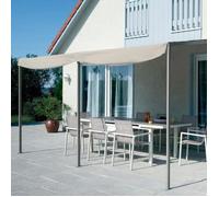 Tonnelle de jardin adossée Pergola 4 x 3 m toile taupe - NICE - Robuste et résistant - Acier - 400x300x245 cm