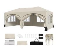 Tonnelle de Jardin avec 4 Sacs de Sable, WOLTU Pergola, Barnum, Tonnelle Pliante 3x6m, Beige
