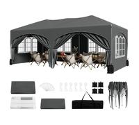 Tonnelle de Jardin avec 4 Sacs de Sable, WOLTU Pergola, Barnum, Tonnelle Pliante 3x6m, Gris