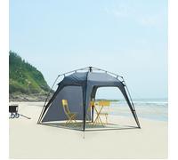 Tonnelle de jardin avec guirlande LED Barendrecht 250 x 250 x 190 cm gris