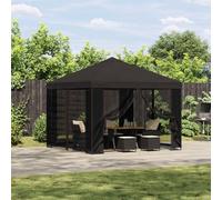 Tonnelle de jardin avec parois latérales 3 x 3 m anthracite, cadre en acier | Résistant aux intempéries, montage facile, cadre en acier stable, toit imperméable, design urbain