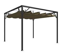 Tonnelle de jardin avec toit extensible 3 x 3 m, polyester taupe 180 g/m², protection UV et imperméable, cadre en acier revêtu par pulvérisation pour patio extérieur, tente Easy Pop Up