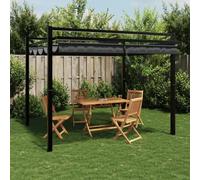 Tonnelle de jardin avec toit extensible anthracite 3 x 3 m en aluminium, pergola robuste pour terrasse et jardin, tissu résistant aux UV