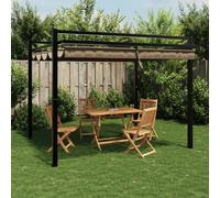 Tonnelle de jardin avec toit extensible, taupe, 3 x 3 m, aluminium, polyester imperméable et résistant aux UV, pour terrasse et jardin