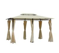 Outsunny Tonnelle barnum style colonial double toit avec toiles latérales amovibles 3x4x2,65 m crème