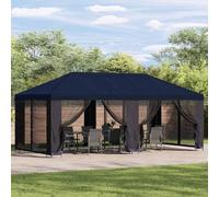 Tonnelle de jardin bleue de 6 x 3 m en polyester et acier, style industriel avec deux cadres et auvent pour de grandes surfaces ombragées, toit circulant d'air pour un confort agréable