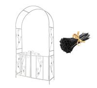 Tonnelle de jardin en métal blanc avec portail - 110 cm x 214 cm Treillis pour plantes grimpantes, pergola, arche pour mariages et événements, structure de soutien durable
