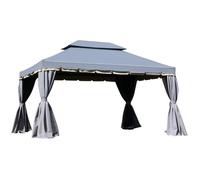 Tonnelle de jardin extérieur - Outsunny - 4 x 3 m barnum double toit tente de réception avec parois et moustiquaires - gris