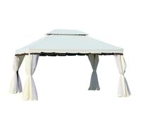 Tonnelle de jardin extérieur - Outsunny - 4 x 3 m barnum double toit tente de réception avec parois et moustiquaires - blanc