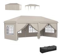 Tonnelle de jardin exterieur - Outsunny - pliante - avec Parois Anti UV - Hauteur Réglable - avec Sac de Transport - beige