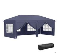 Tonnelle Barnum Pliant Pop-Up Imperméabilisé 5,85l X 2,95l X 2,7h M 6 Parois Latérales Amovibles 4 Fenêtres + Sac De Transport Bleu