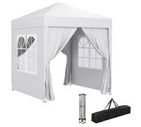 Outsunny Tonnelle de Jardin extérieure 2 x 2 m, tonnelle Pliante Pop-up, réglable en Hauteur, Protection UV, Cadre en Acier, 4 côtés Amovibles, pour Camping, Festival, Plage, Sac de Transport, Blanc