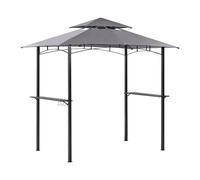 Tonnelle de Jardin Grise en Acier et Polyester 240 x 148 cm Pavillon Rectangle N