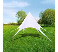 Tonnelle de jardin hexagonale étoile 14 m, tissu Oxford blanc, résistant aux UV, pour les fêtes, les barbecues, 5 m de hauteur, résistant aux intempéries, cadre en acier robuste