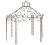 Tonnelle de jardin marron antique 400 x 258 x 378 cm, pergola en fer robuste pour jardin et terrasse, grande gazebo d'extérieur comme tuteur et distributeur d'ombre