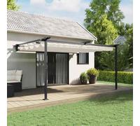 Tonnelle de jardin murale crème 400 x 300 x 200 cm, pergola de jardin en polyester avec cadre en acier, protection solaire rétractable pour terrasse, extérieur