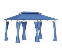 Tonnelle de jardin - Outsunny - 3 x 4 m - avec 6 rideaux amovibles - à double toit - pour patio, terrasse, festival - bleu foncé