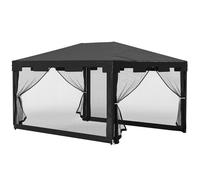 Tonnelle de jardin - Outsunny - 3 x 4 m - parois latérales en maille et 2 portes - pour fêtes et mariages - métal et PE - gris foncé