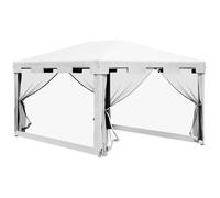 Tonnelle de jardin - Outsunny - 3 x 4 m - parois latérales en maille et 2 portes - pour fêtes et mariages - métal et PE - blanc