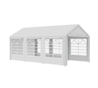 Tonnelle de jardin - Outsunny - 3 x 6 m - avec 4 parois - 3 fenêtres de chaque côté - protection UV - pour fête mariage - blanc